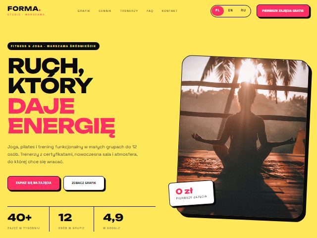 FORMA Studio: the top of the website
