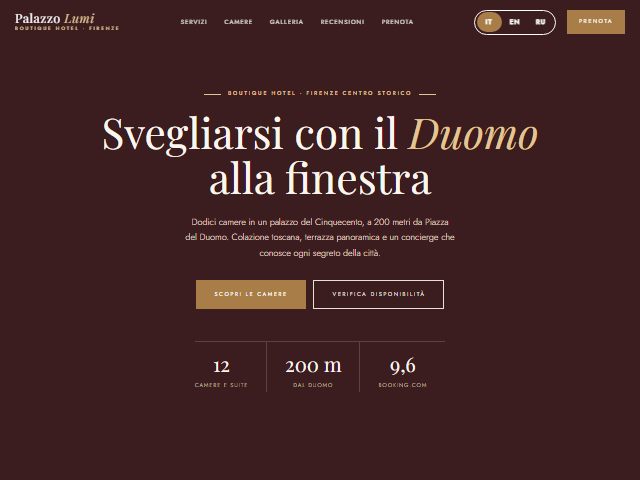 Palazzo Lumi: the top of the website